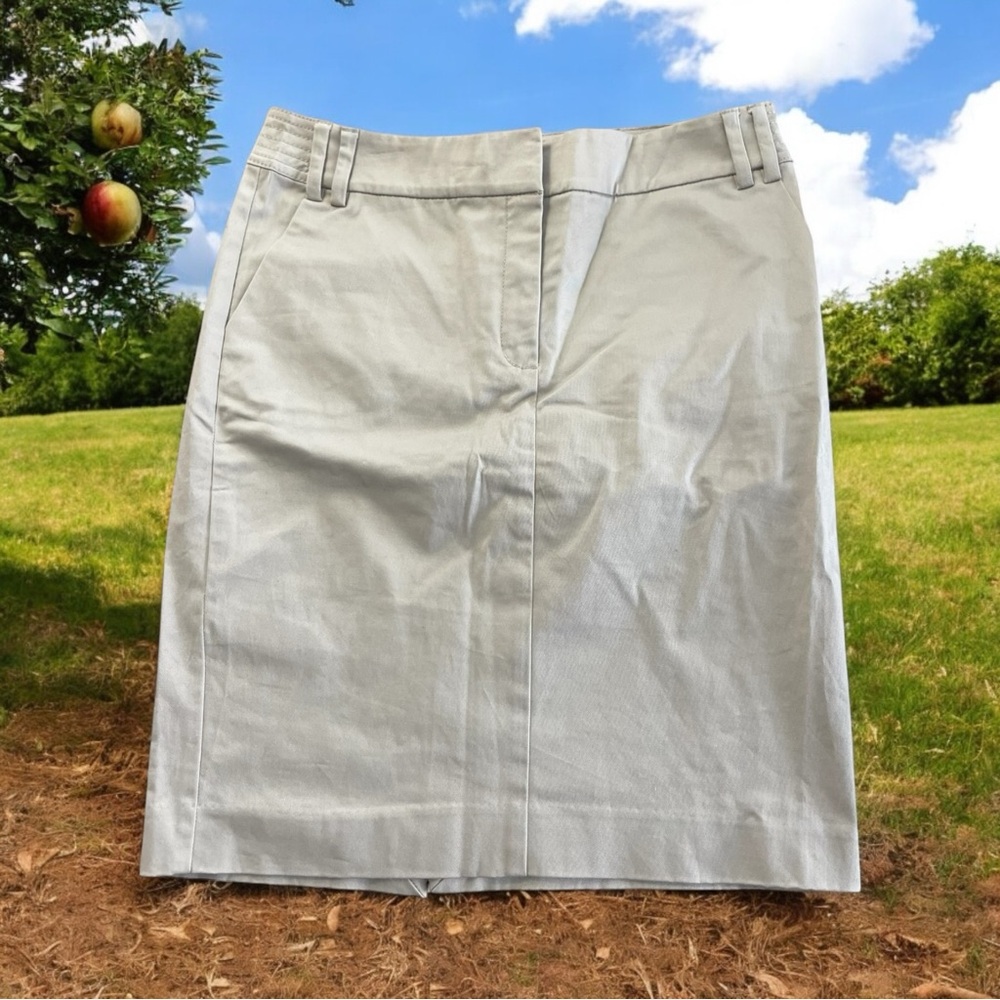 Womens Mango Basics Khaki Beige Straight Pencil Work Skirt Size 6 US